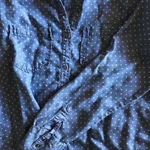 Blue & White Polkadot Button-up Shirt